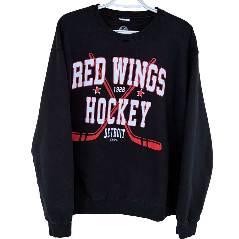 Detriot Red Wings Hockey Crewneck Sweatshirt Mens‎ XL Black NHL Licensed Blue 84